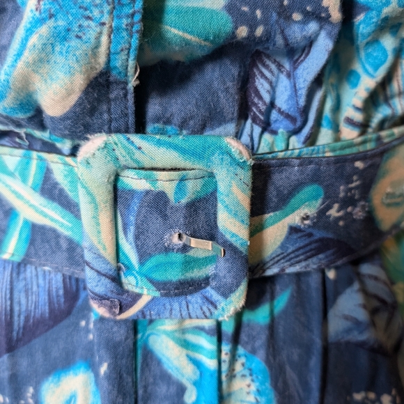 Vintage Blue Tropical Print Women's Dress Size M - Picture 3 of 9
